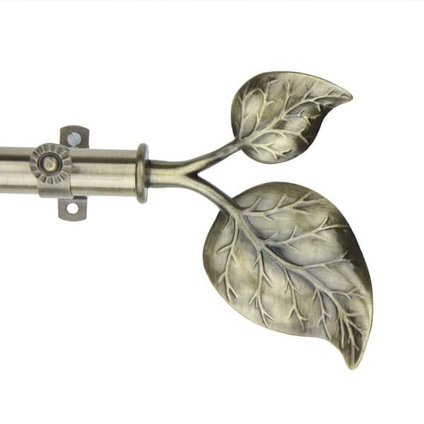 Leaf Metallo Outdoor Curtain Rod with Finials Adjustable Length Rod Set