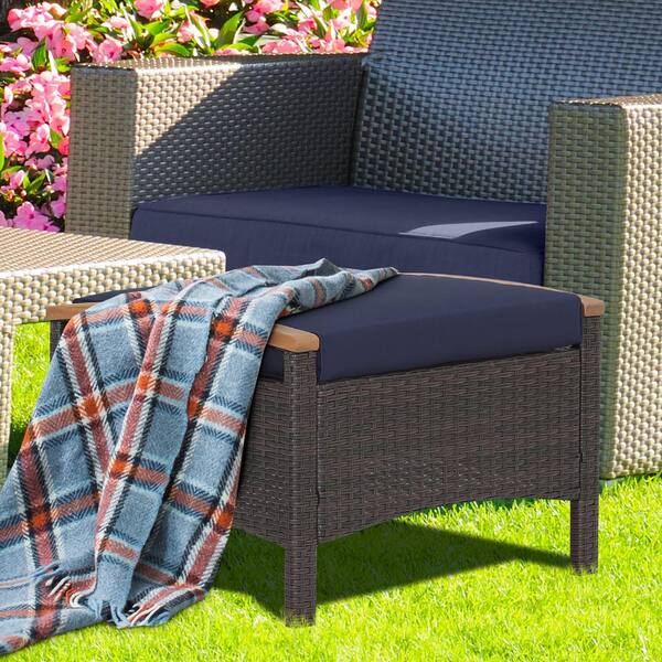 Footrest Adjustable Elevated Footstool Ottoman PLAID Cover Cushion