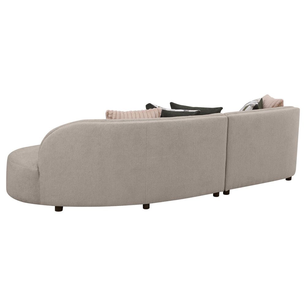 Greige Fabric Upholstered Two-Piece Curved Sectional Sofa