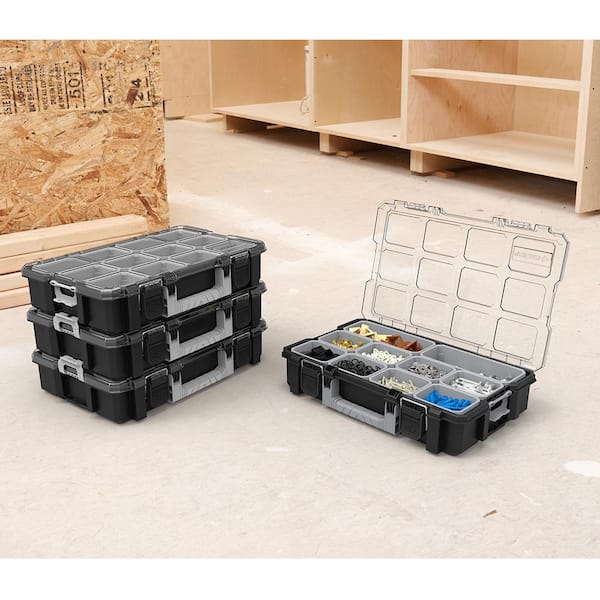 Husky - 10-Compartment Interlocking Small Parts Organizer in Black