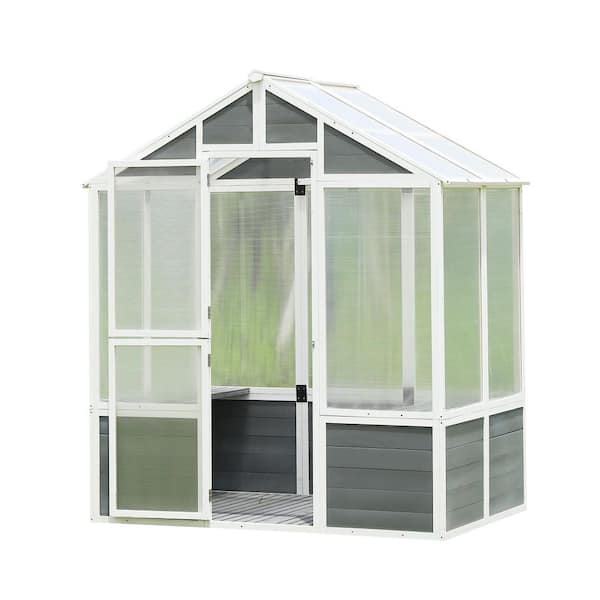 76.1 in. W x 48.4 in. D x 86.2 in. H Wood White Walk-in Greenhouse with Front Entry Door