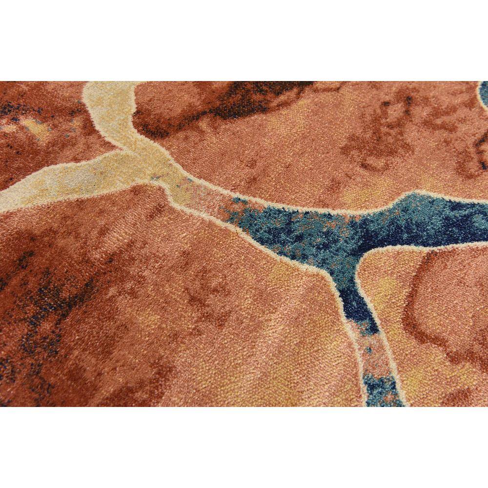 Abstract Beige & Brown Synthetic 8' x 10' Easy-Care Rug