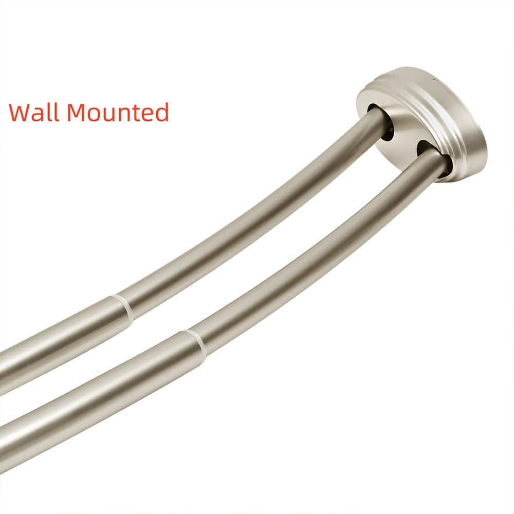 Nickel Wall Mounted Double Curved Aluminum Shower Rod
