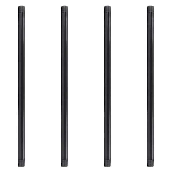 PIPE DECOR 1 in. x 30 in. Black Industrial Steel Grey Plumbing Pipe (4-Pack)