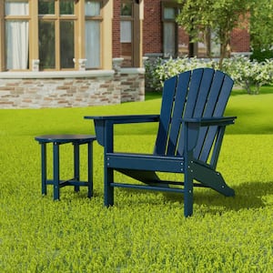 Mason 18 in. Navy Blue Poly Plastic Fade Resistant Outdoor Patio Round Adirondack Side Table