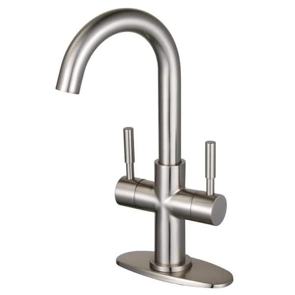 Kingston Brass Concord 2-Handle Single Hole Bathroom Faucet with Push Pop-Up in Brushed Nickel