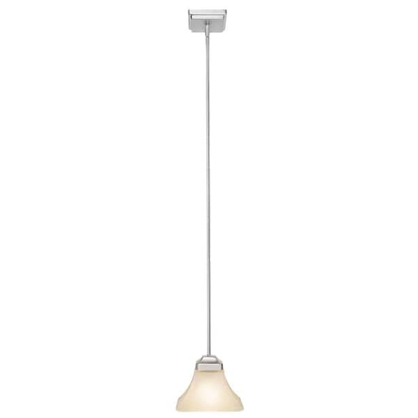 Hampton Bay Nove 1-Light Brushed Nickel Mini Pendant with White Glass Shade