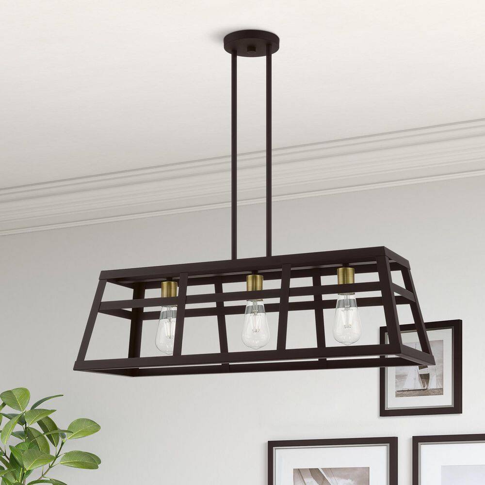 Bronze and Antique Brass 30" Cage Chandelier