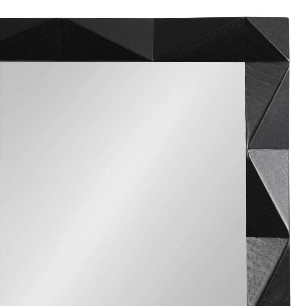 Endicott Black Geometric Faceted Wood Framed Vanity Mirror 24" x 36"