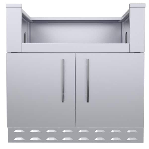 Sunstone Designer Series 304 Stainless Steel 34 in. x 34.5 in. x 28.25 in. Drop in Charcoal Grill Base Cabinet