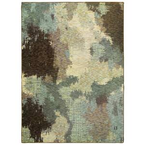 Eva Blue Brown 3 Ft X 5 Abstract, Brown And Blue Area Rug