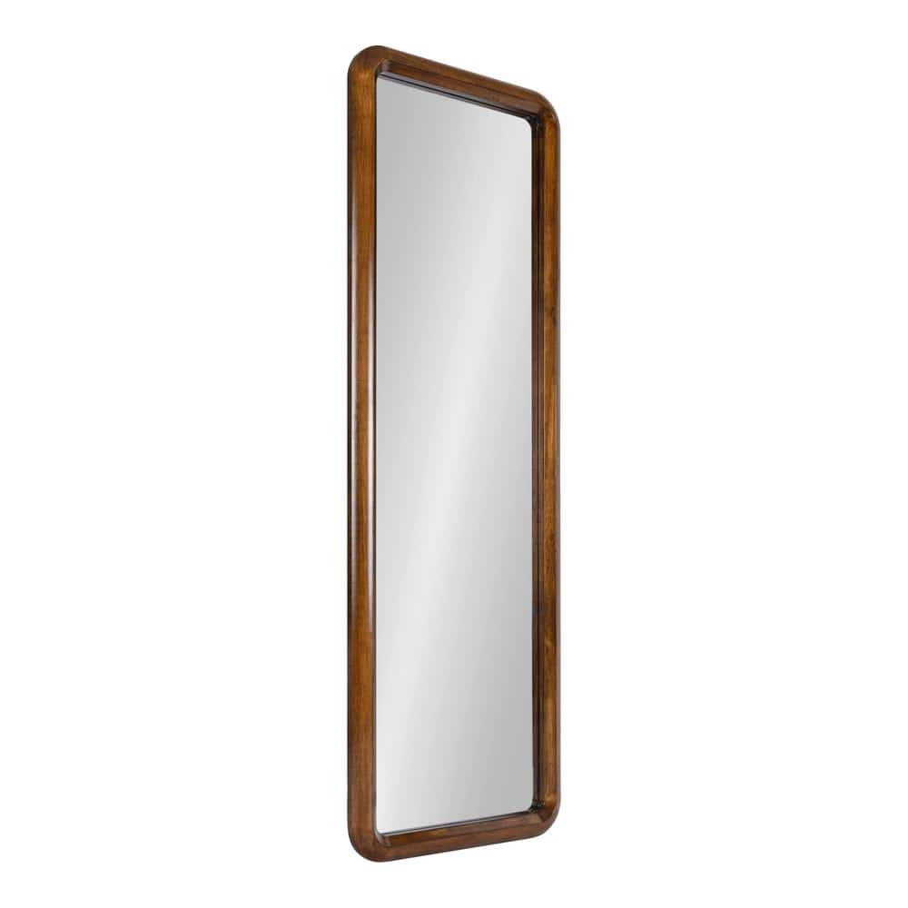 Walnut Brown Full Length Rectangular Wood Wall Mirror