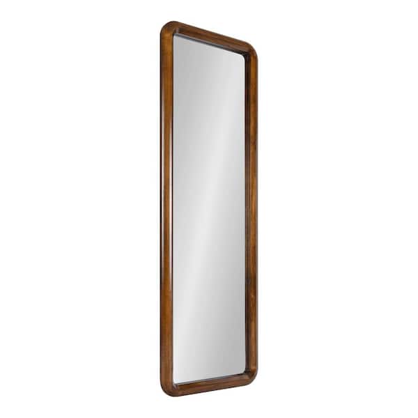 Kate and Laurel Pao 48 in. x 16 in. Classic Rectangle Framed Walnut Brown Wall Accent Mirror