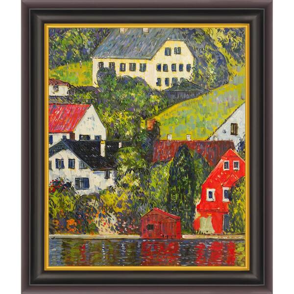 LA PASTICHE Houses at Unterach on the Attersee by Gustav Klimt Opulent Framed Abstract Oil Painting Art Print 26 in. x 30 in.