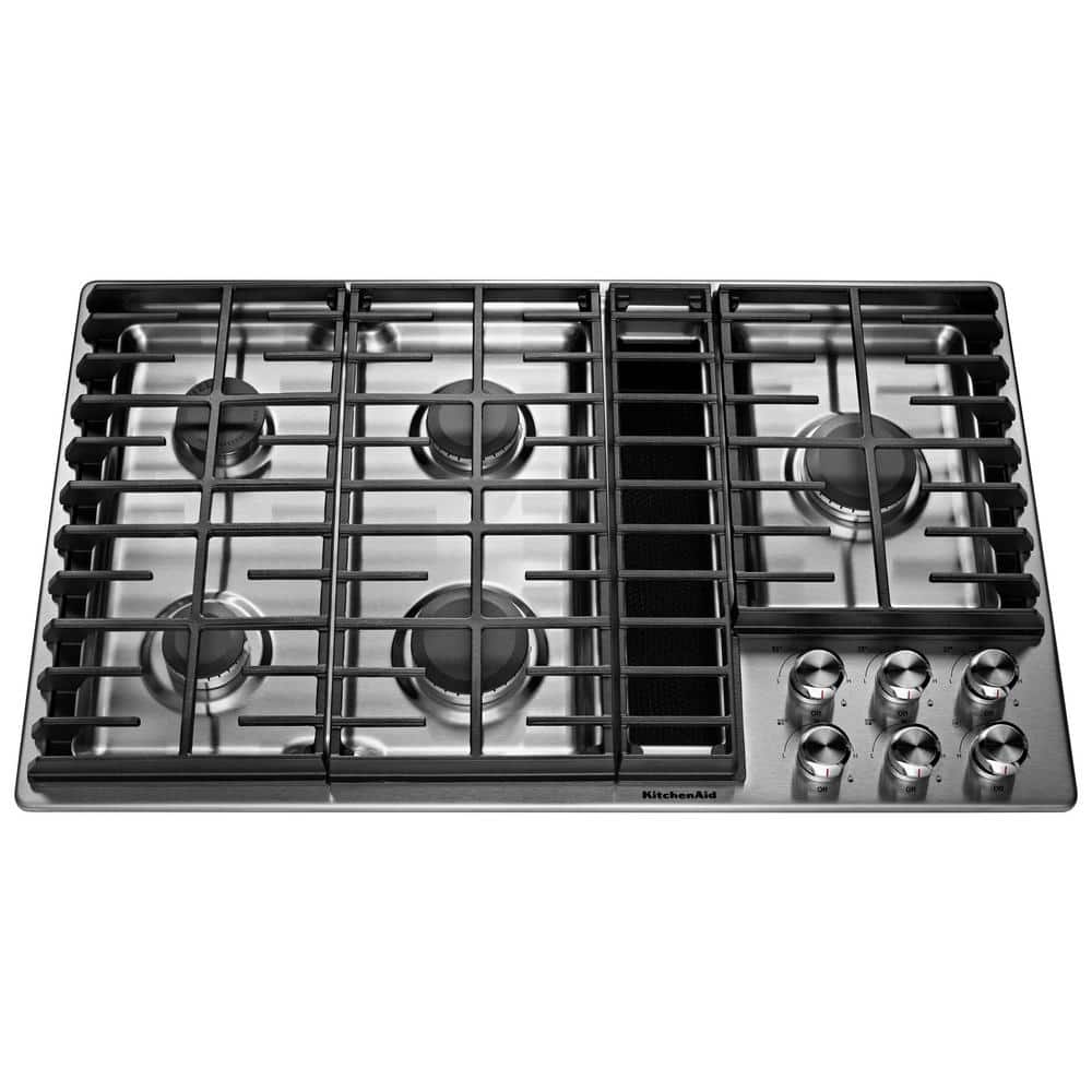 KitchenAid 36 in. Gas Downdraft Cooktop in Stainless Steel with 5 Burners  KCGD506GSS - The Home Depot