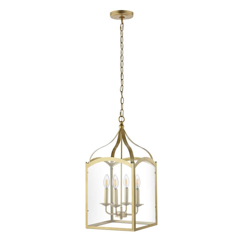 Ruth 11" Antique Gold Metal & Clear Glass LED Pendant Light