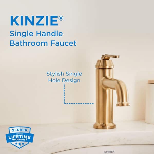 Kinzie Single Handle Single Hole Bathroom Faucet with Deckplate and Metal Touch Down Drain Included in Brushed Bronze