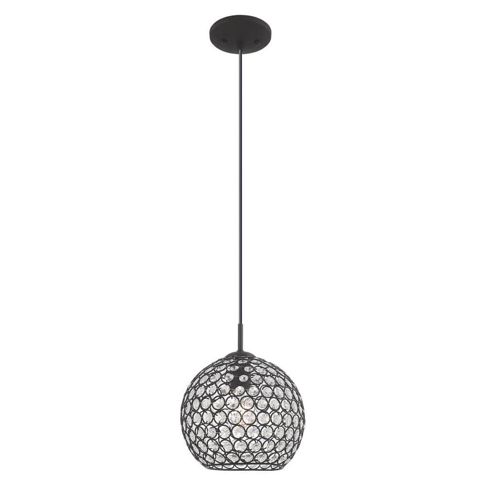 Cassandra Black Mini Globe Pendant with Crystal Accents