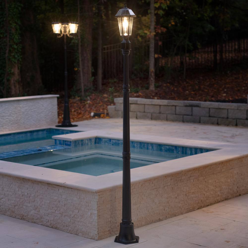 Topaz Black Aluminum Solar LED Outdoor Post Light
