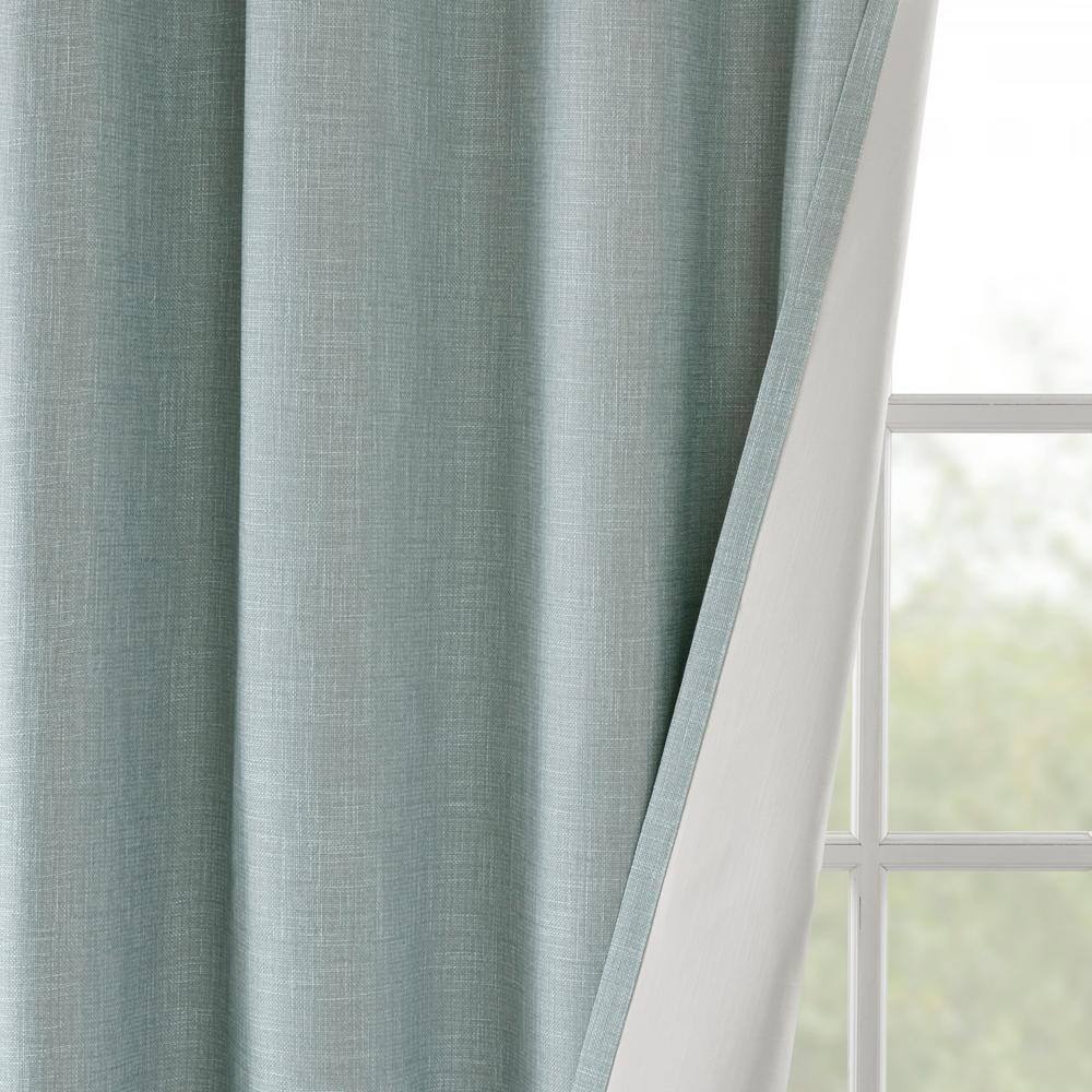 Aqua Polyester Blackout Grommet Top Window Panel, 54" Length