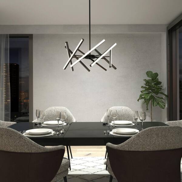 Artika Malibu 30-Watt Modern Black Integrated LED Hanging Pendant 