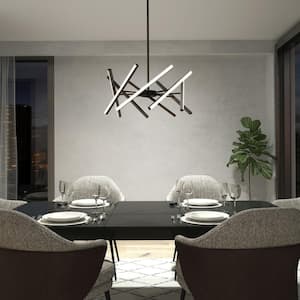 Malibu 30-Watt 1 Light Black Modern 3 CCT Integrated LED Pendant Light Fixture for Dining Room or Kitchen