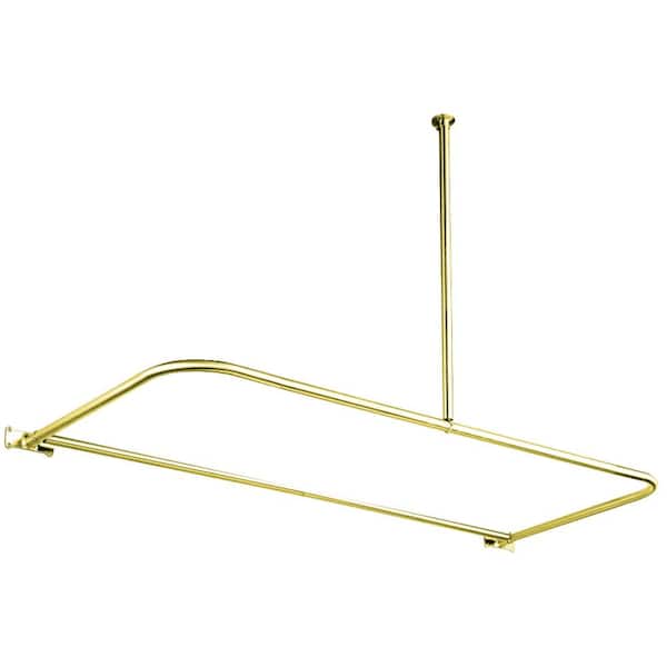 D Shower Rod In Polished Brass, Oval Shower Curtain Rod Home Depot