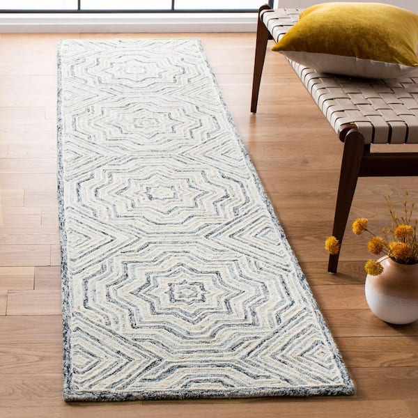 Capri 2 ft. x 15 ft. Beige/Blue Diamond Geometric Runner Rug