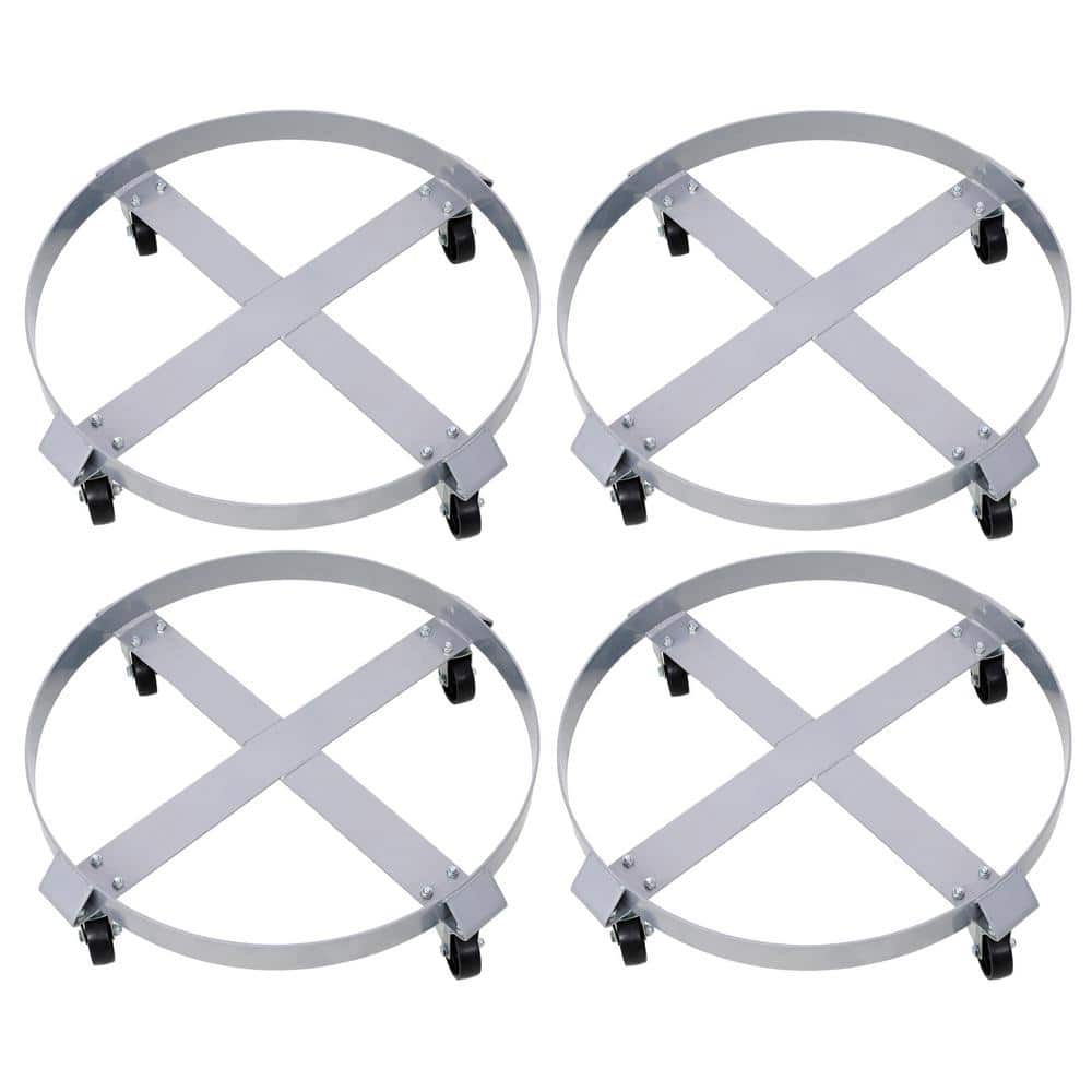 Steel 55 Gallon Drum Dolly Barrel Dolly with 4 Swivel Caster Wheels, Heavy 
