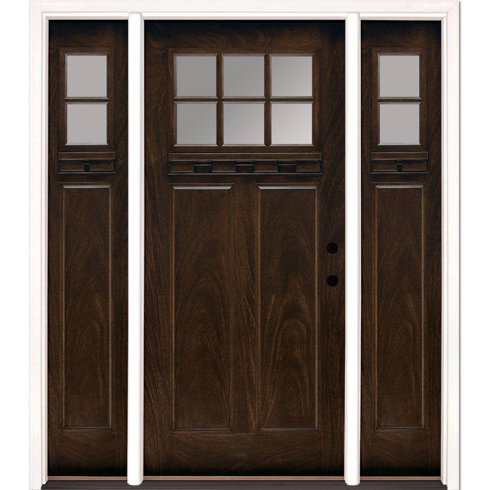 67.5 in.x81.625 in. 6 Lt Clear Craftsman Stained Chestnut Mahogany Left-Han