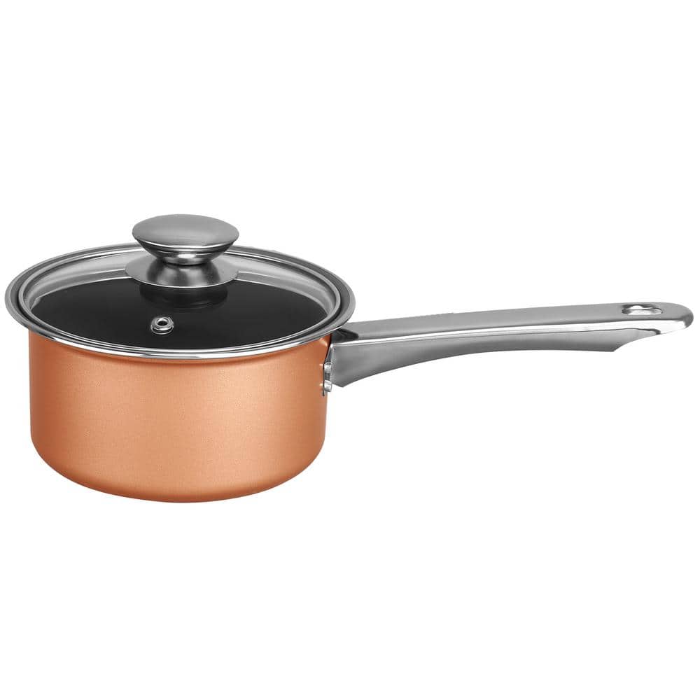9-Piece Non-Stick Copper Aluminum Cookware Set with Glass Lids