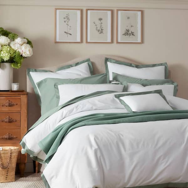 Company Cotton Solid Border Cotton Percale Duvet Cover