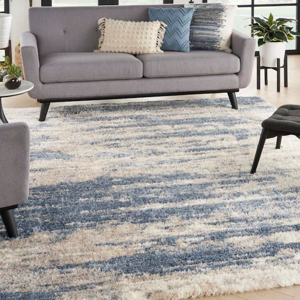 Dreamy Shag Light Blue Grey 8 ft. x 10 ft. All-over design Contemporary Area Rug