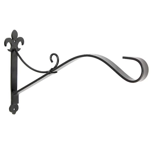 Fleur De Lis Heavy Duty Wall Metal Bracket, Large, 10 in. Tall, Black Powder Coat Finish