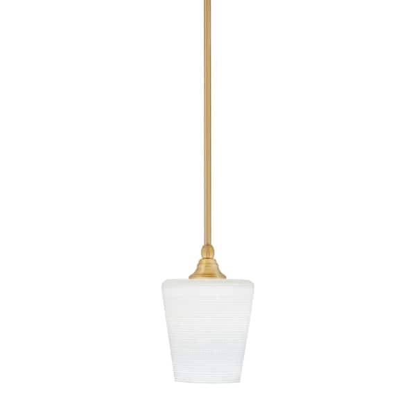 Unbranded Sparta 100-Watt 1-Light New Age Brass Shaded Pendant Light Mini Pendant with Black Matrix Glass and No Blulb Included