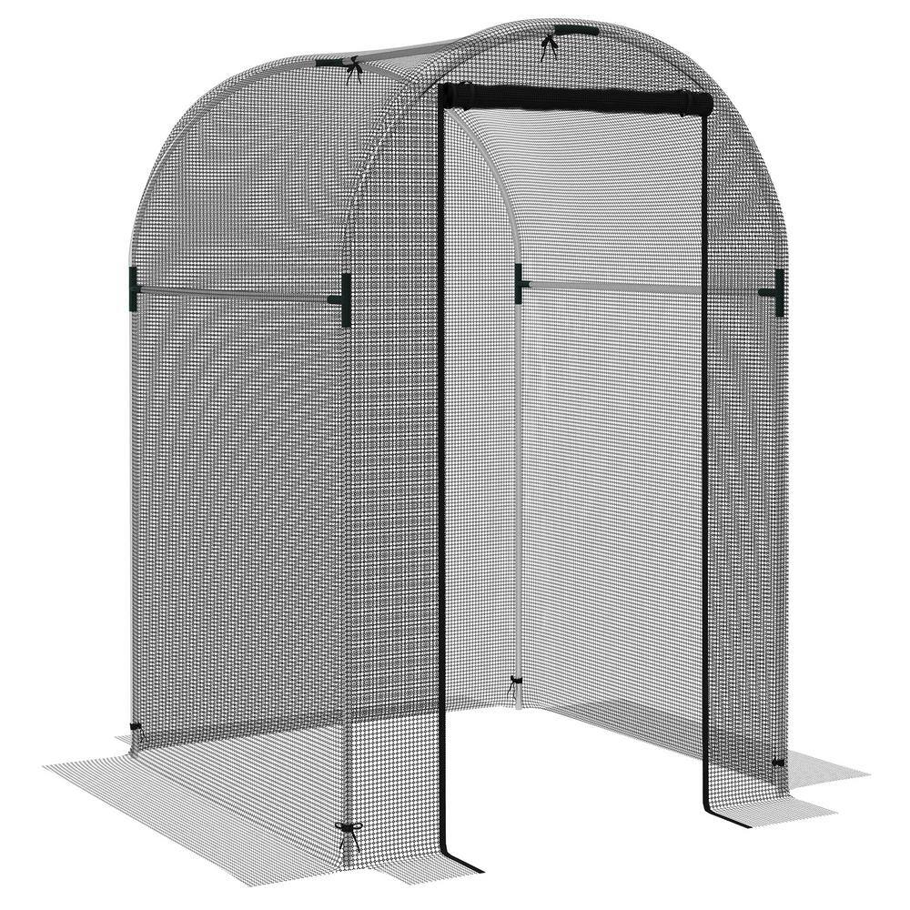 Black Steel 4' x 4' Curved Roof Plant Protection Tent