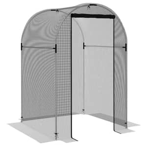 4 ft. x 4 ft. Plant Protection Tent Crop Cage with Zippered Door for Plants, Herbs, Fruits, Black