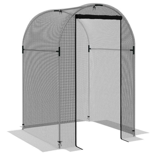 Outsunny 4 ft. x 4 ft. Plant Protection Tent Crop Cage with Zippered Door for Plants, Herbs, Fruits, Black