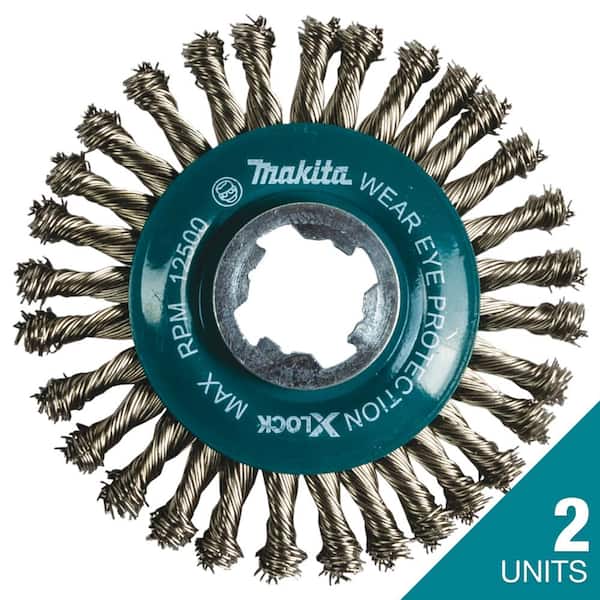 Makita X-Lock Quick Change System 4-1/2 in. Stainless Steel Stringer Bead Twist Wire Wheel (2 Wheels)
