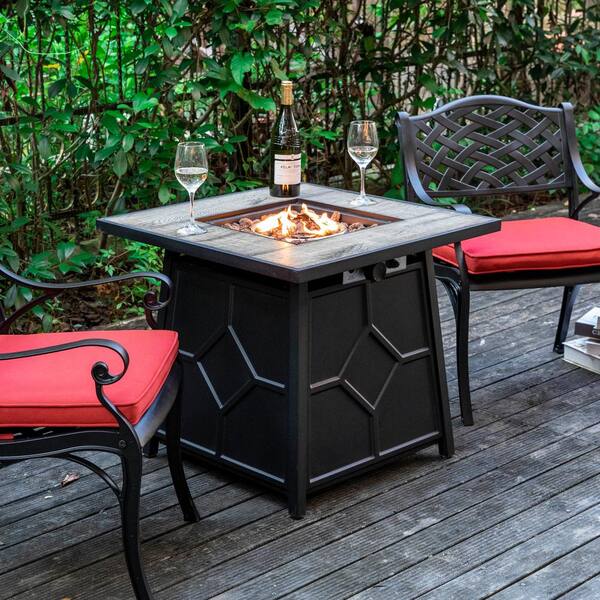 Outdoor Propane Fire Pit Table, Gas Fire Pit Table With Adirondack Chairs