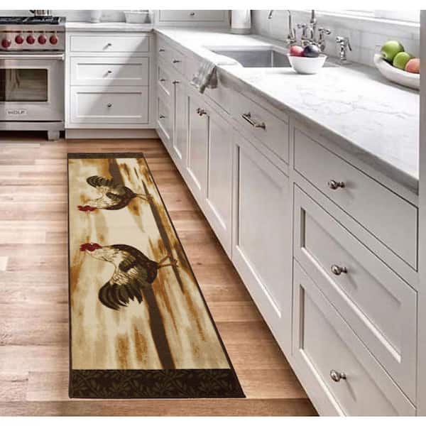 Rooster Design Beige 23 in. W x 84 in. L Stair Runner 13.42 sq. ft.