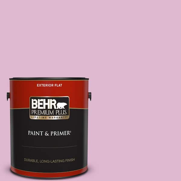 BEHR PREMIUM PLUS 1 gal. #M120-3 Pink Wink Flat Exterior Paint & Primer