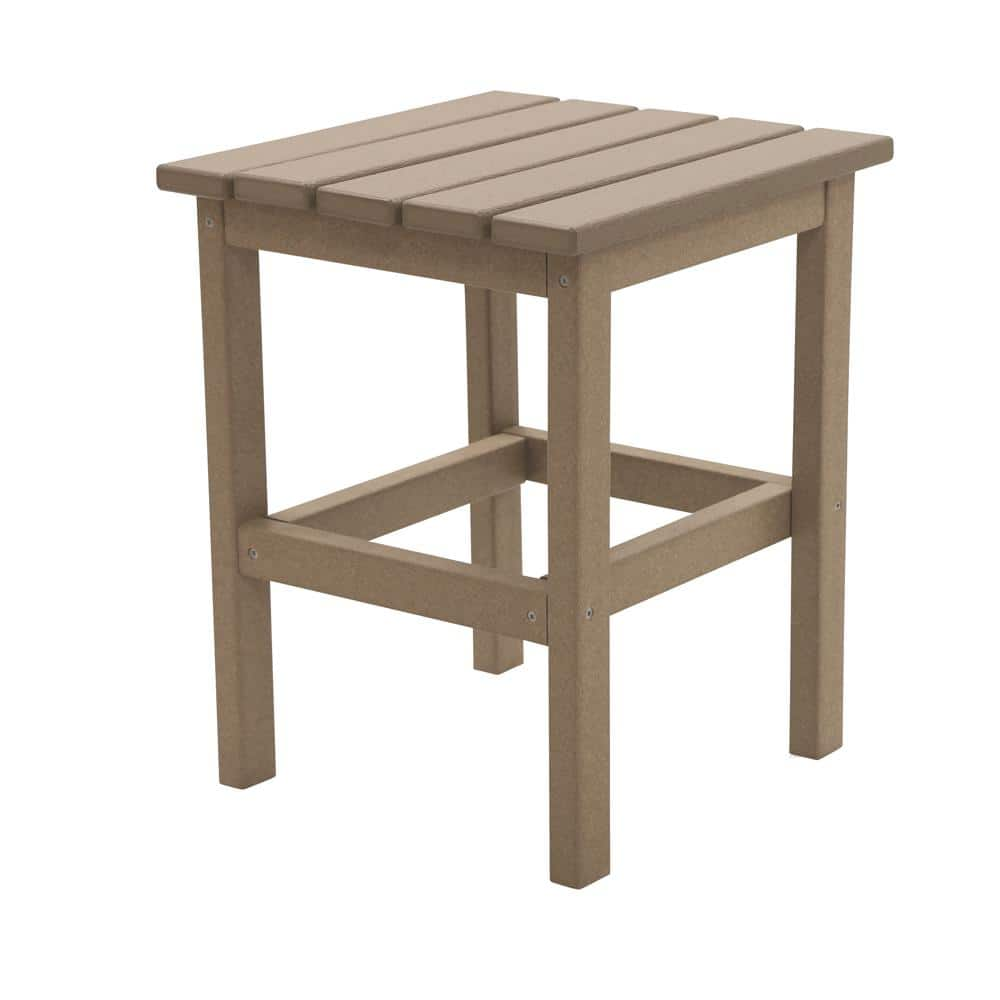 Durogreen Icon Weathered Wood Square Plastic Outdoor Side Table Sst1515ww The Home Depot