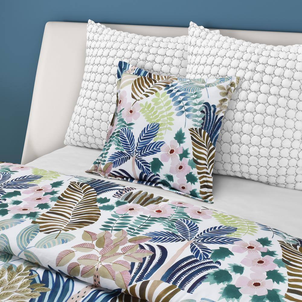 Rainforest Floral Print Square Microfiber Throw Pillow