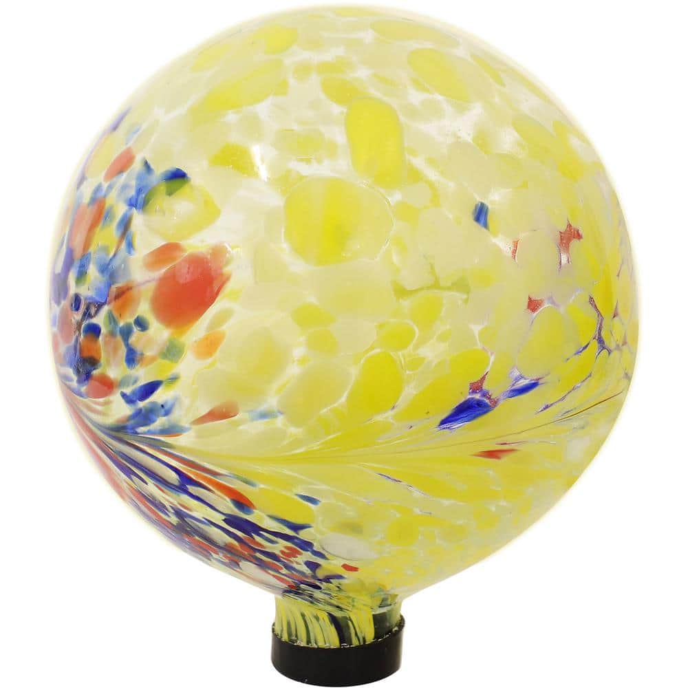 Bright Summer Burst Yellow and Red Glass Gazing Globe Set