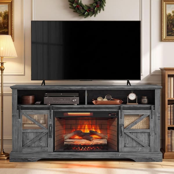 ToolCat 60 in. Freestanding Electric Fireplace TV Stand with 26 in