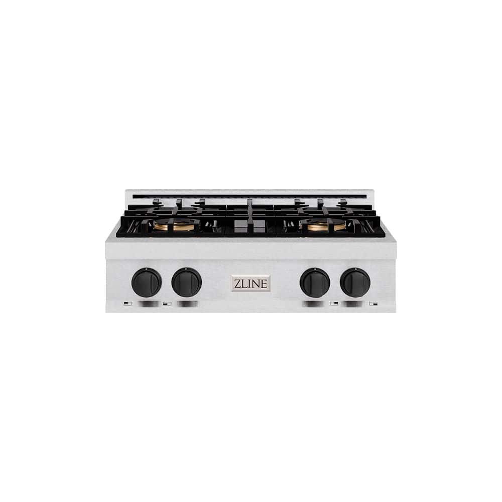 Autograph Edition 30 in. Classic Gas Rangetop with 4-Burner DuoPro Cooktop in Satin Stainless Steel and Matte Black