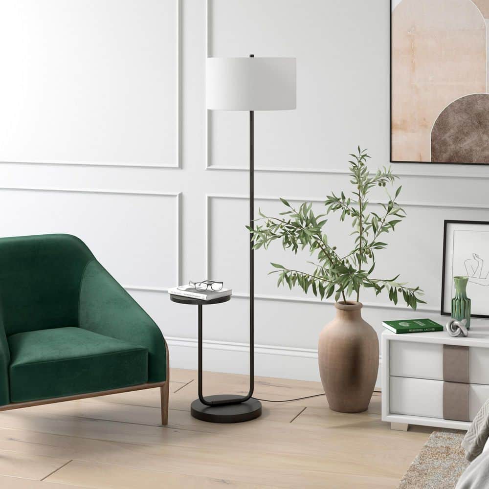 Blackened Bronze 65" Floor Lamp with Tray Table