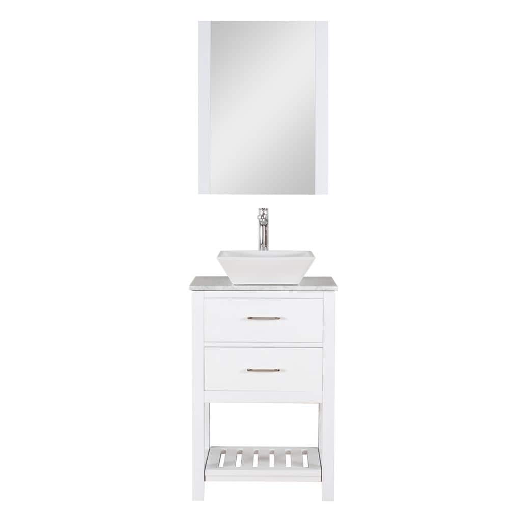 Santa Monica 24 in. W x 18 in. D Bath Vanity in White with Marble Vanity To