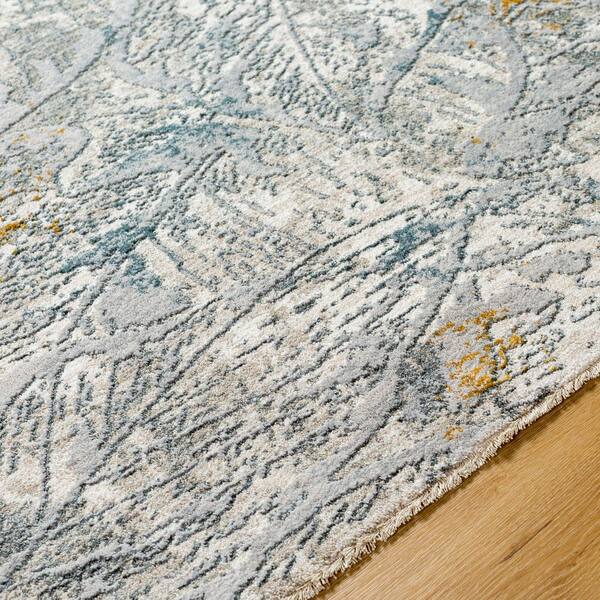 Dresden Medium Gray Modern Botanical 2 ft. 7 in. x 10 ft. Area Rug